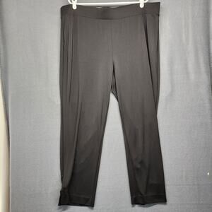 Talbots Plus Pants Women 3X Black Stretch Pull On Elastic Waist Straight Leg 27"